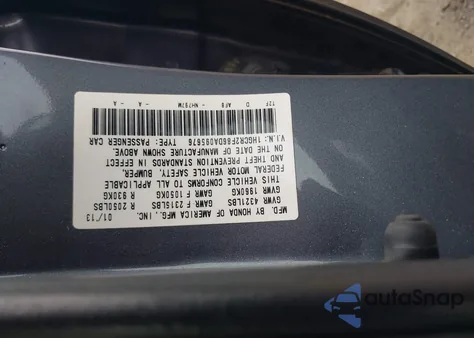 2013 Honda Accord Ex-L from USA, damaged, VIN 1HGCR2F86DA095676